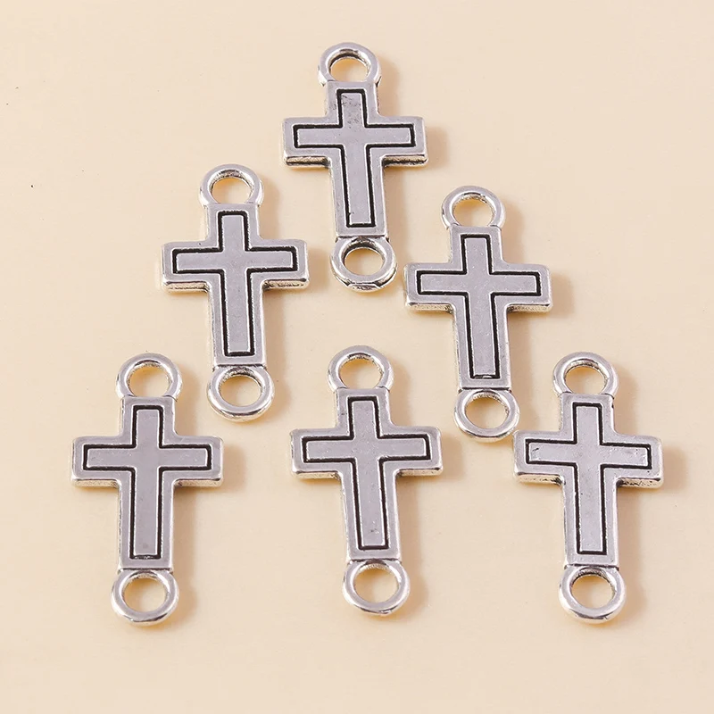 Leslie 30 Stück Antik-Silberfarbene Metall-Jesus-Kreuz-Anhänger für DIY-Schmuckherstellung, Armbänder, Halsketten – Detail 9