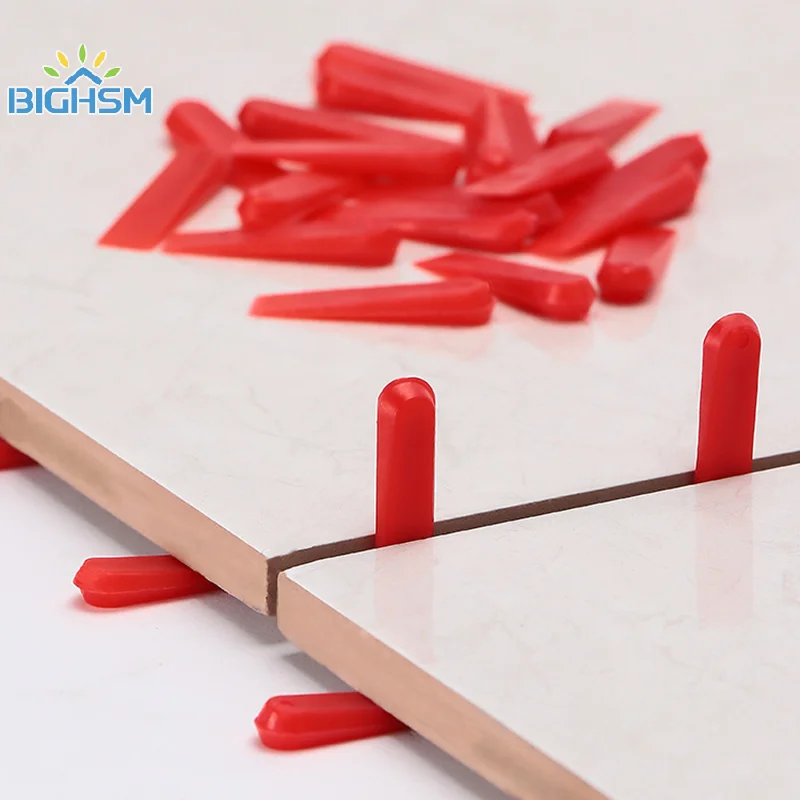 100Pcs lastic Tile Spacers Reusable Positioning Clips Wall Flooring Red Leveler Wall Tile Leveling System Laying Tiling Tool