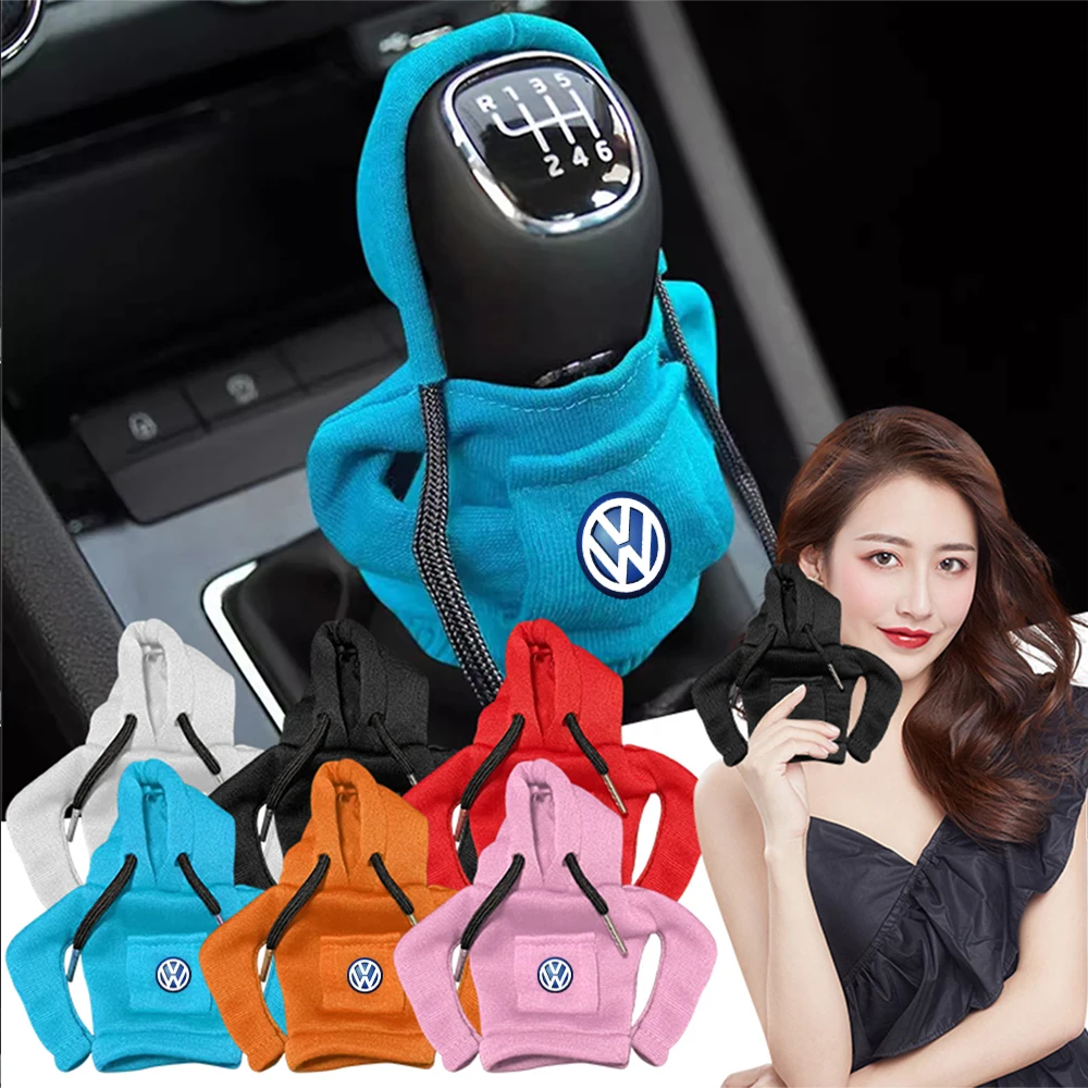 1/2Pcs Hoodie Car Gear Shift Cover Handle Kit Gear Shift AntiSlip Sweatshirt For Volkswagen Vw Motion Blue Motion Scirocco CC