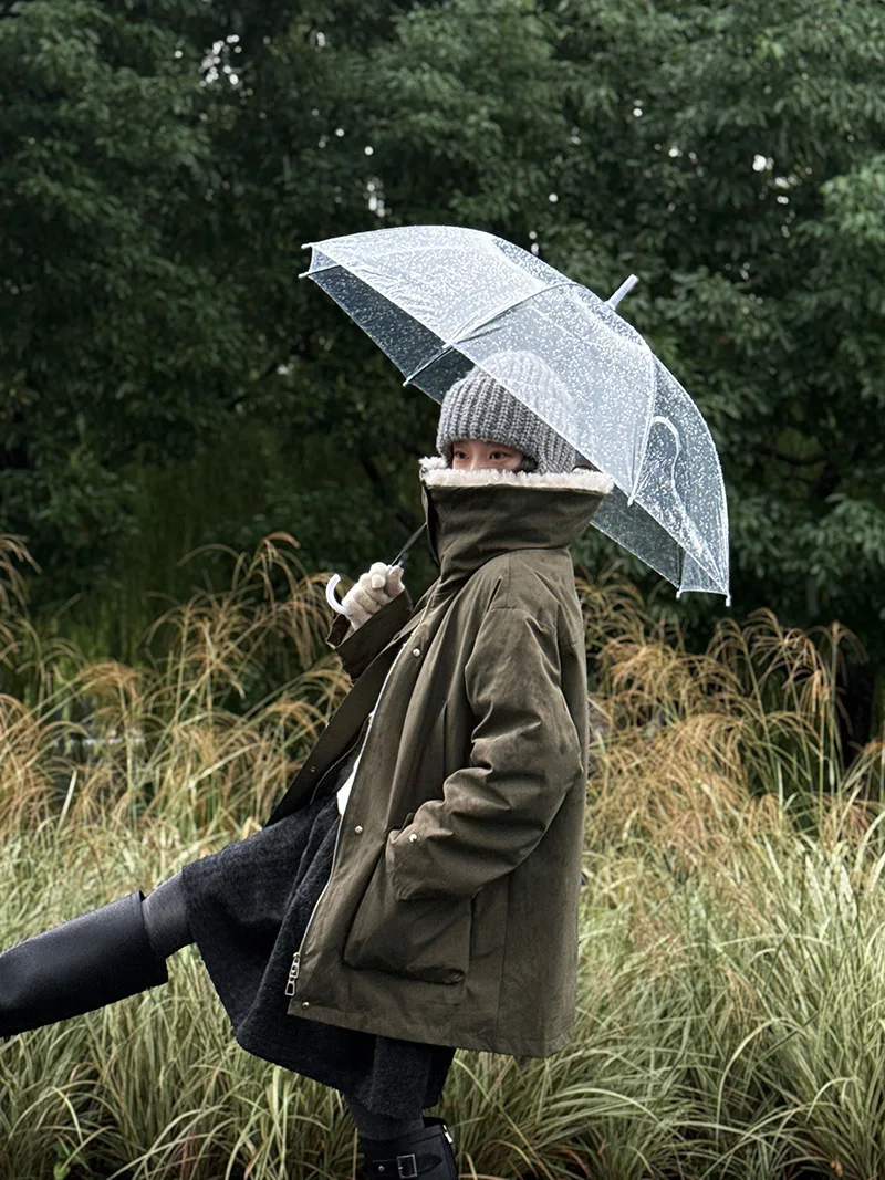 UMI MAO Style coréen manteau intérieur laine d'agneau + doudoune épissée pour femmes hiver mi-longue Parka doudoune Femme