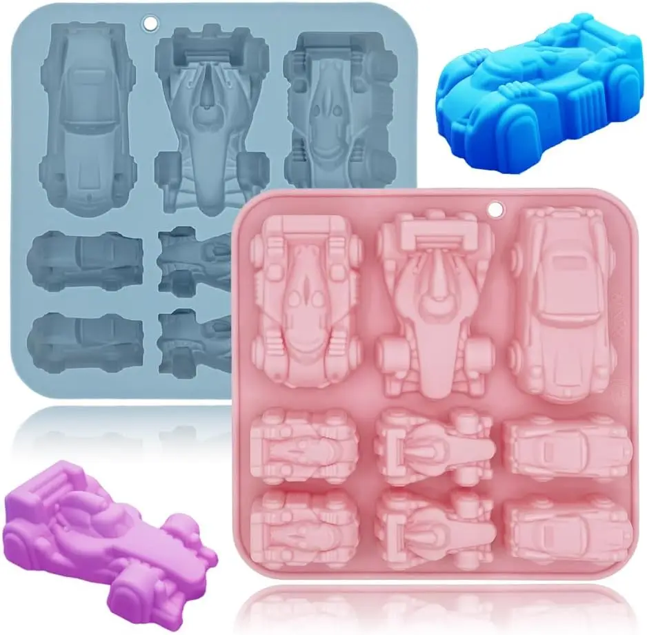 

VERIDIAN Racing Car Molds Silicone 9 Cavity 3D Car Themed Chocolate Mold Ice Cube Tray DIY Baking Tool Cake Decorating Tools