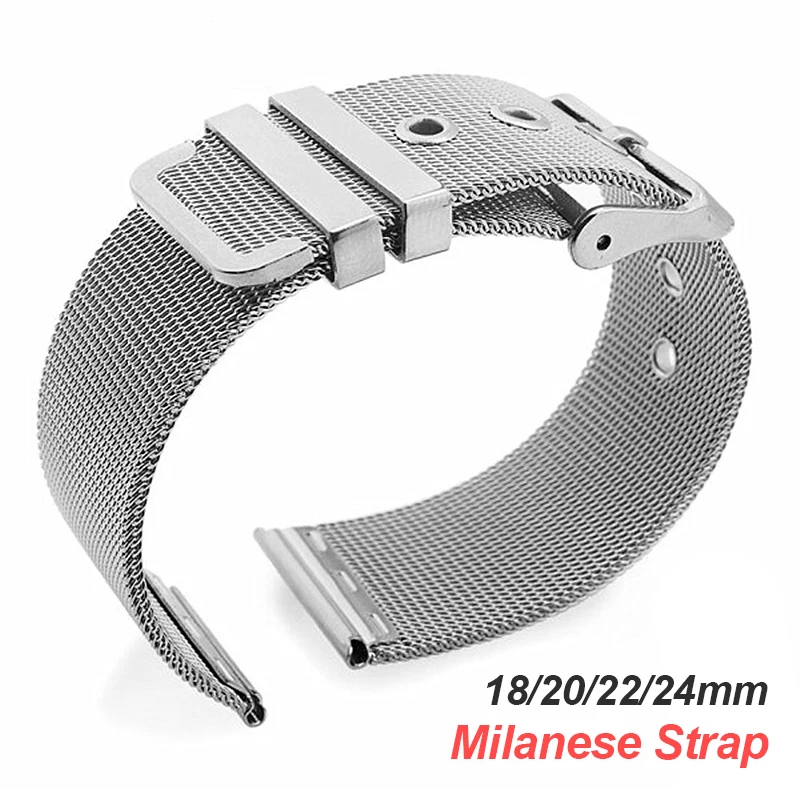 18mm 20mm 22mm 24mm Metal Milanese Watchband for Omega for Seamaster 0.4mm 1.0mm Mesh Stainless Steel Bracelet Strap for Seiko