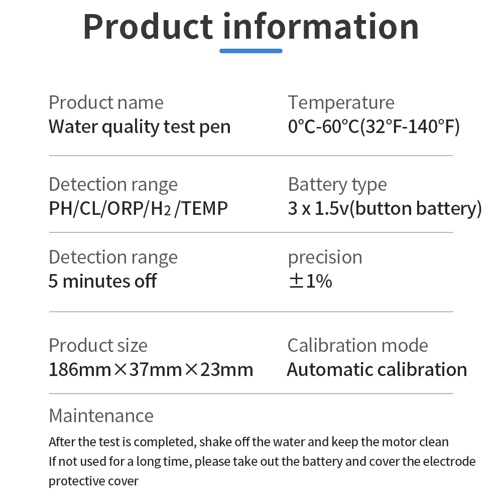 5-in-1-Chlormessgerät PH-Messgerät ORP H2 Temp Cl2 Detektor Wasserqualitätsmonitor Testwerkzeug Filter für Schwimmbad SPA Wasser – Detail 14