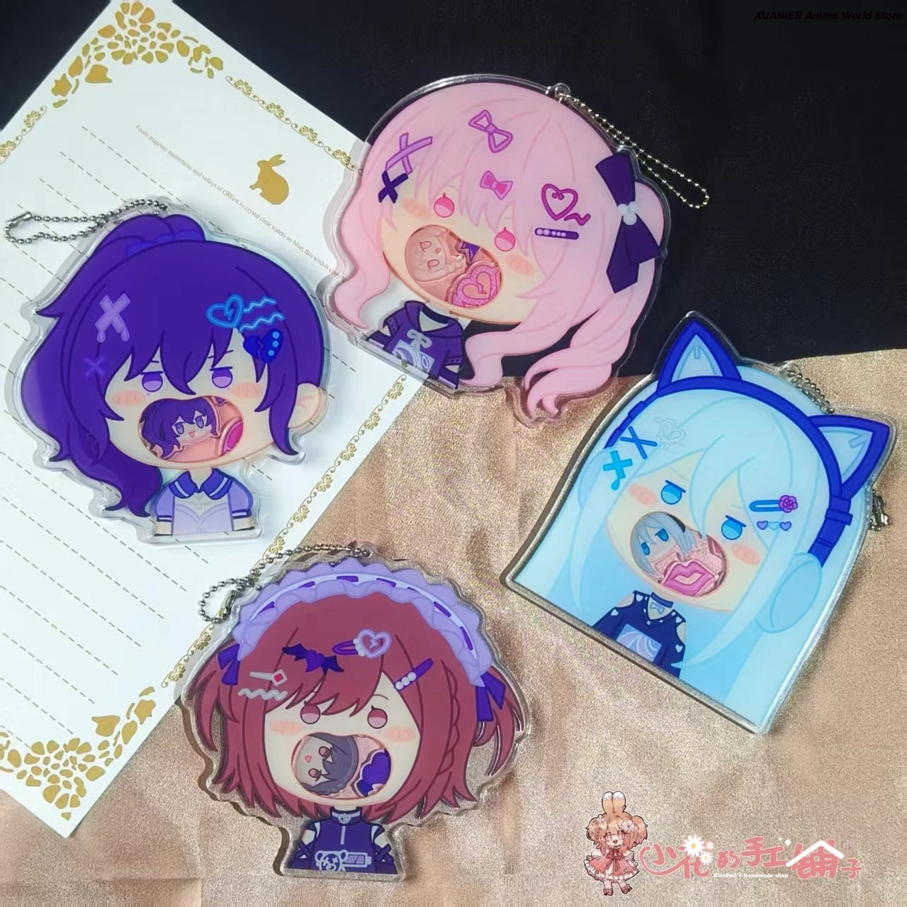 

YOISAKI KANADE Shinonome Ena Asahina Mafuyu AKIYAMA MIZUKI Cute Big Mouth Acrylic Shake Shake Keychain Cosplay Pendant Key Rings