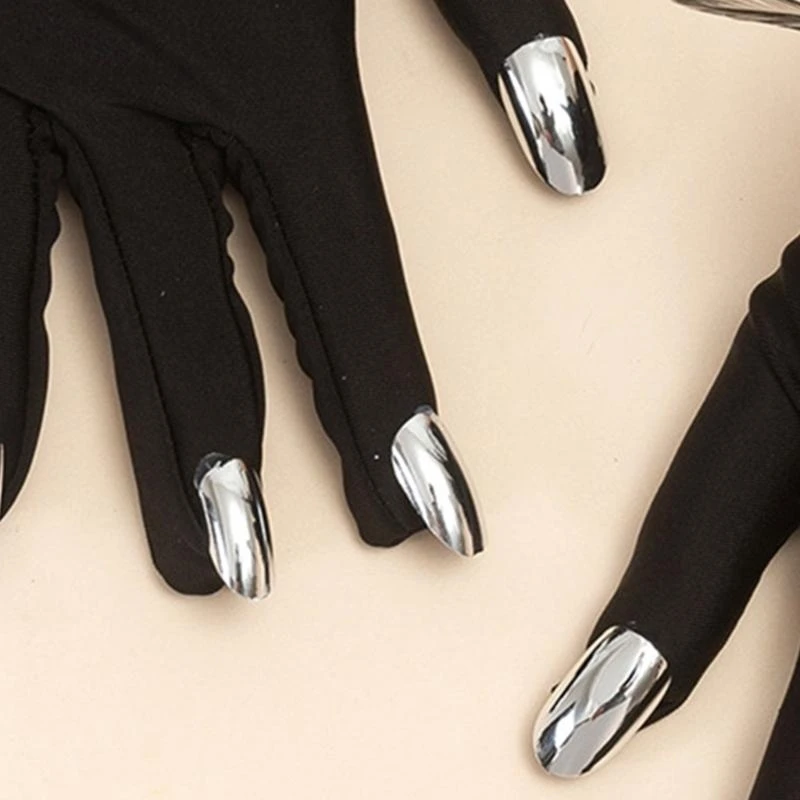 

652F Novelty Fingernail Witch Gloves Adult Halloween Party Props Feathered Gloves Cosplay Costume Stage Props Accessories