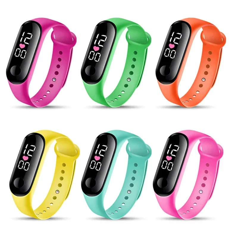 Disney-LED infantil Watch Band, branco, fonte brilhante, decoração do coração, vários estilos de cores, eletrônico