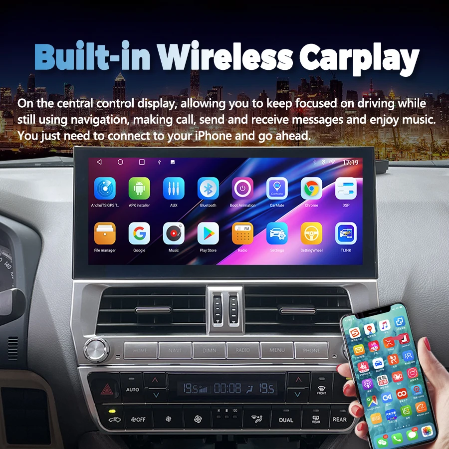 2 Din Android Car Radio Multimedia Video Player For Toyota Land Cruiser Prado 150 2018-2023 Navigation GPS Carplay Head Unit