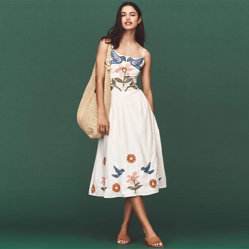 

Elegant Loose V Neck Spaghetti Straps Elegant Floral Print Maxi Temperament Long Dress Summer Beach Seaside Resort Slip Dress