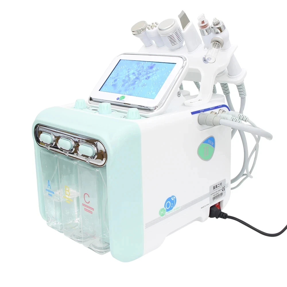 تحديث 6 في 1 الهيدروجين الأكسجين فقاعة صغيرة جهاز تجميل الوجه مدلك أداة العناية بالبشرة أداة الجمال جهاز Lumi سبا