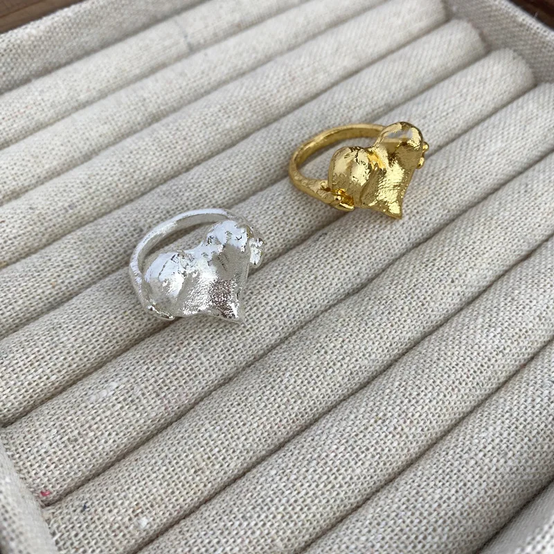 Texture heart rings for women cute rings korean teenage girls simple daily jewelry new in 2025