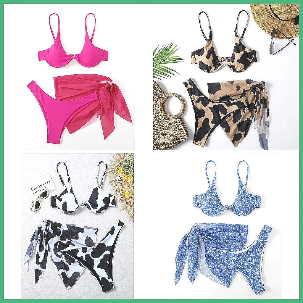 

2026 Sexy Brazilian Bikini Set 3-Piece Swimwear for Women, High-Waisted Beach Bathing Suits (Characters: 78)