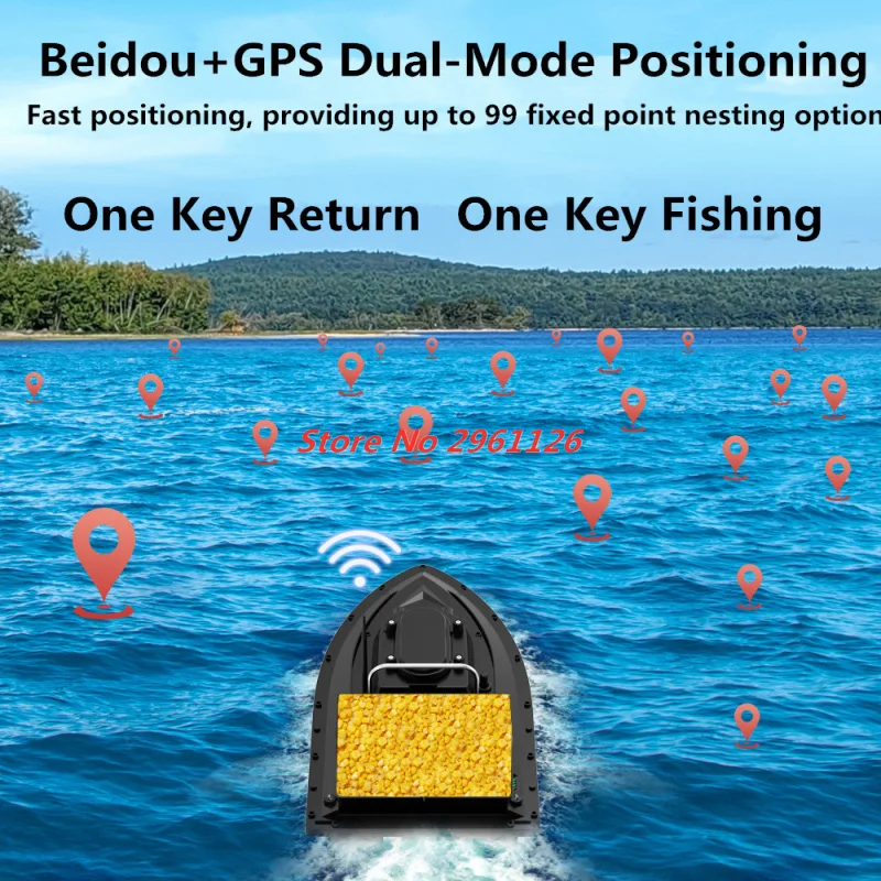 55CM 99GPS Point Remote Control Fishing Bait Boat 12V High Powerful GPS Auto Return Cruise RC Bait Boat Electric Pull Net Cruise