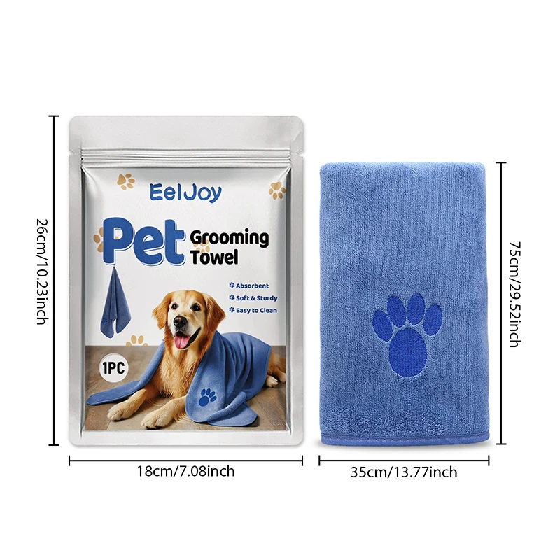 مناشف الكلاب المصنوعة من الألياف الدقيقة لتجفيف الكلاب، منشفة للعناية بالحيوانات الأليفة فائقة الامتصاص والناعمة، للكلاب المتوسطة أو الصغيرة (عبوة واحدة زرقاء)
