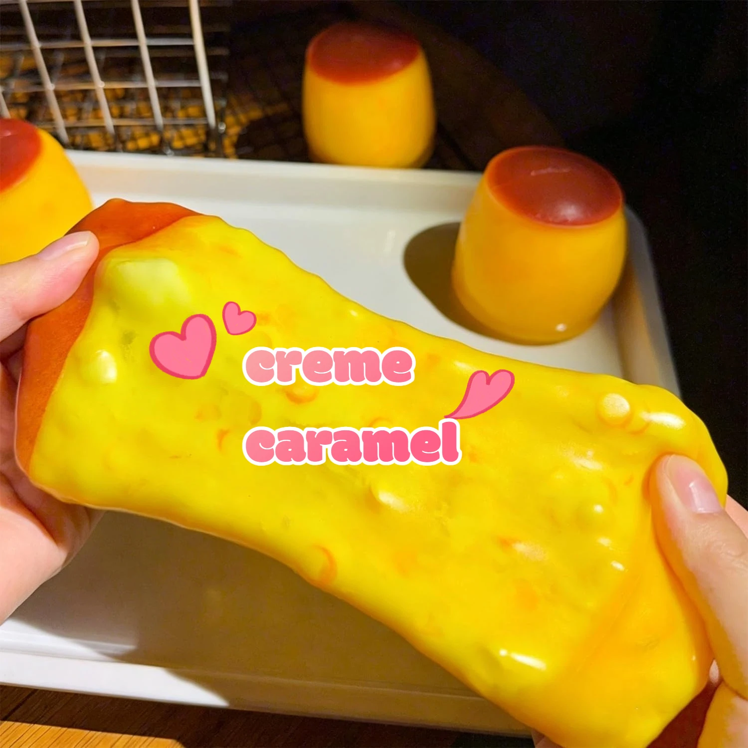 Caramel Crunchy Pudding Shaped Squeeze Squishy Ball Handmade Portable DIY Fidget Accessory For Stress Relief Cute Desktop Decor