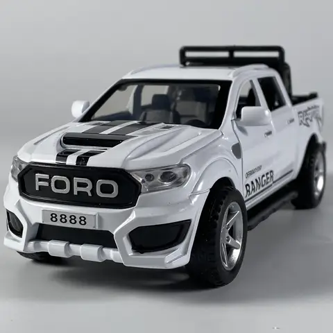 1:32 Ford Raptor F350, camioneta todoterreno, modelo de aleación Diecast, sonido y luz para niños, regalos de cumpleaños de coches de juguete