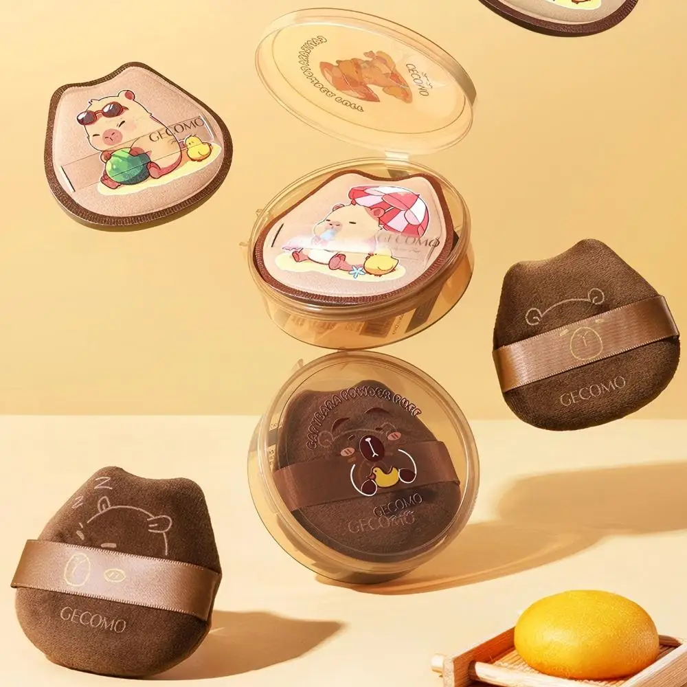 Esponja de maquillaje para polvo suave Capybara, húmeda y seca, sin absorción de polvo, con caja para un fácil almacenamiento