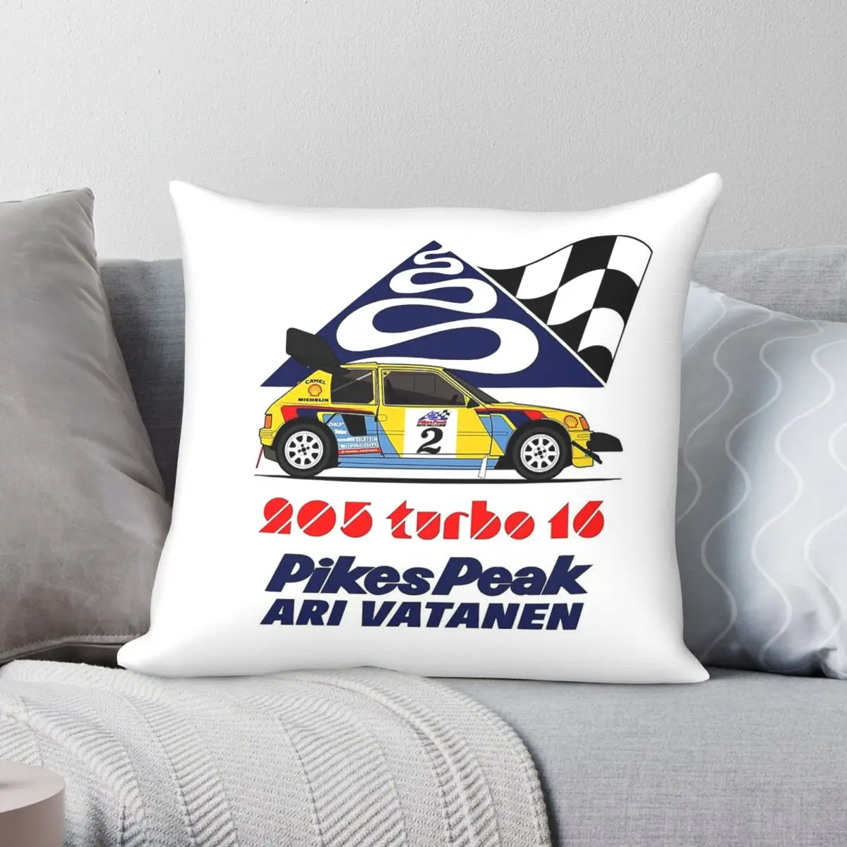 Funda de almohada Pikes Peak Ari Vatanen, funda de almohada decorativa con cremallera y patrón de terciopelo y lino de poliéster, funda de cojín para sofá