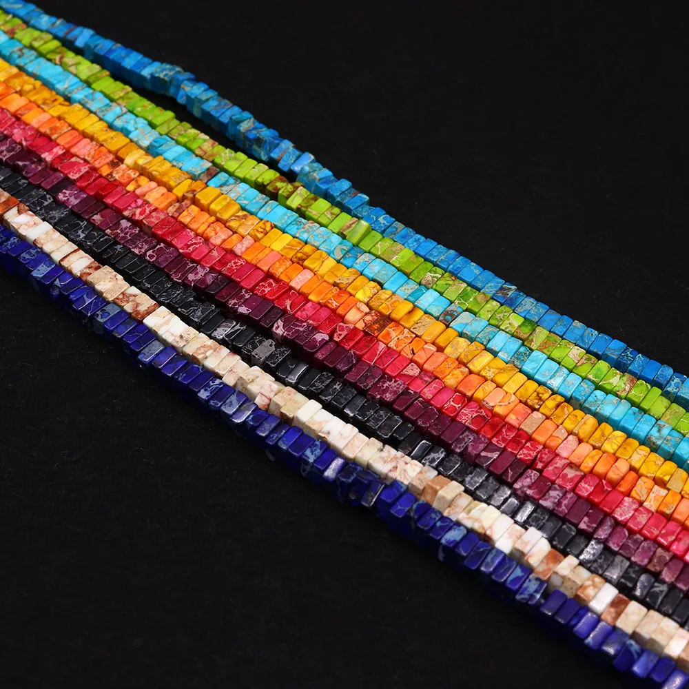 

Bohemian Style Colorful Natural Emperor Stone Square Beads 4x4x2mm Jewelry Making DIY Necklace Bracelet Earring Accessories Gift