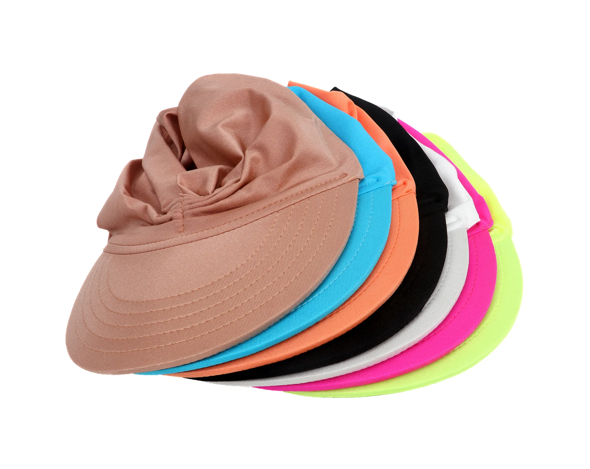 2022 New Kids Girls Summer Sun Hat Ponytail Beach Cap Children\'s Elastic Hollow Cap Outdoor Sun Visor Hat UV Protection