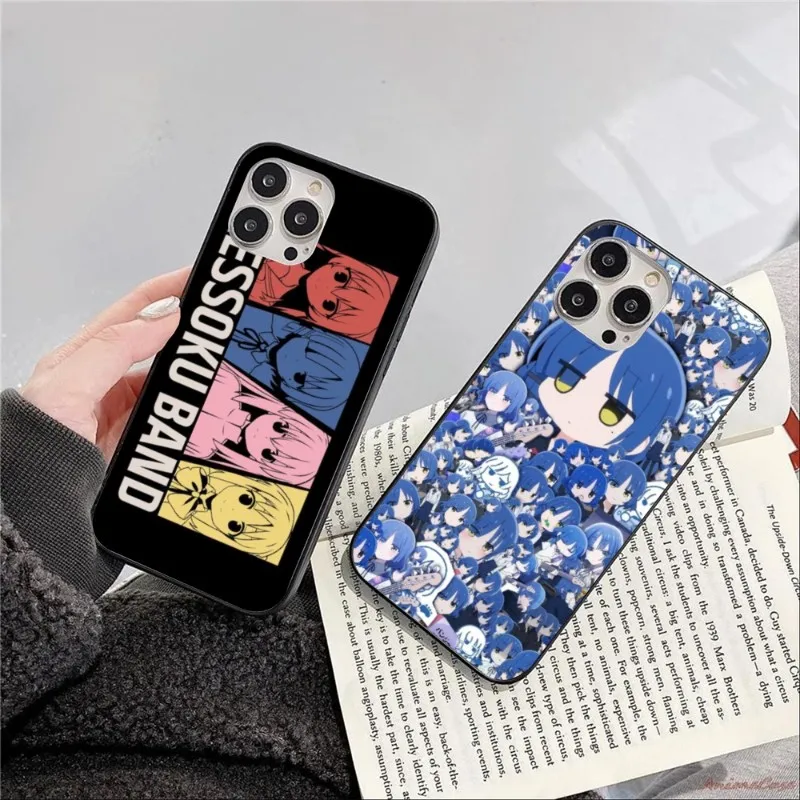 Bocchi Rock Ryo Yamada Phone Case for iPhone 14 13 12 11 XS X 8 7 6 Plus Mini Pro Max SE 2022 Black Soft Phone Cover Funda