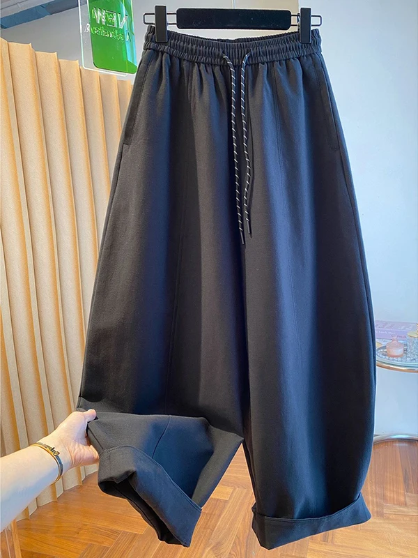 Übergrößen Lose Lässige Weite Hosen für Damen bis 300kg Koreanischer Stil Schlankmachende Schleifenhosen Herbst Neuerscheinung Freizeitkleidung