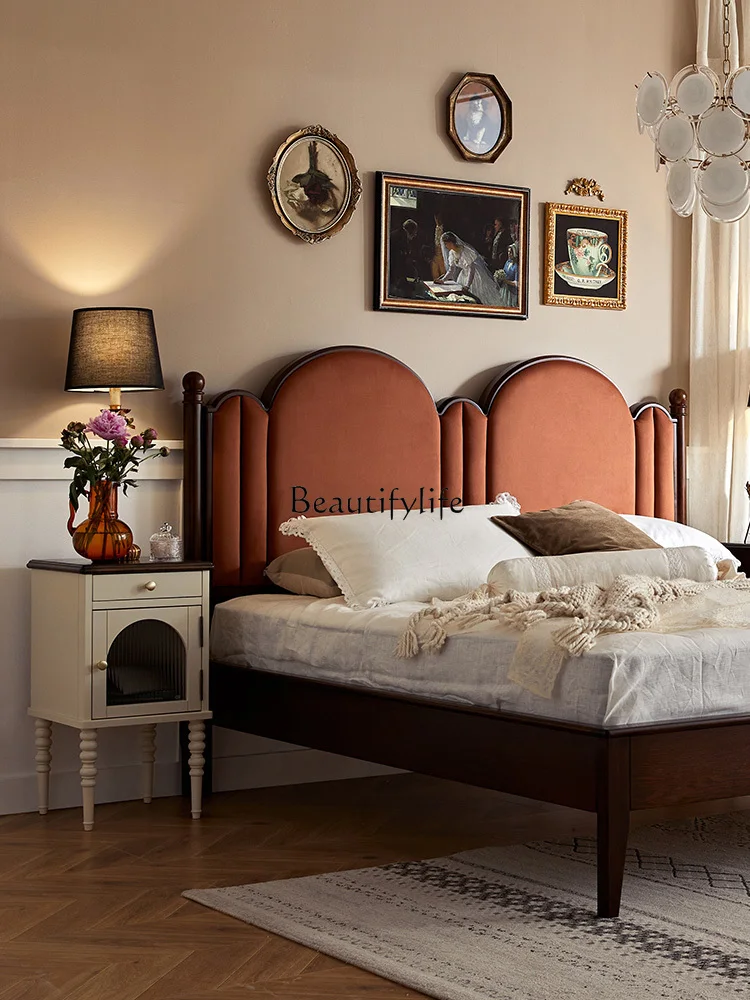 Immagine 4: 01 Comodino americano di lusso leggero in legno massello, mobili per camera da letto, armadietto moderno e semplice con ripiano
