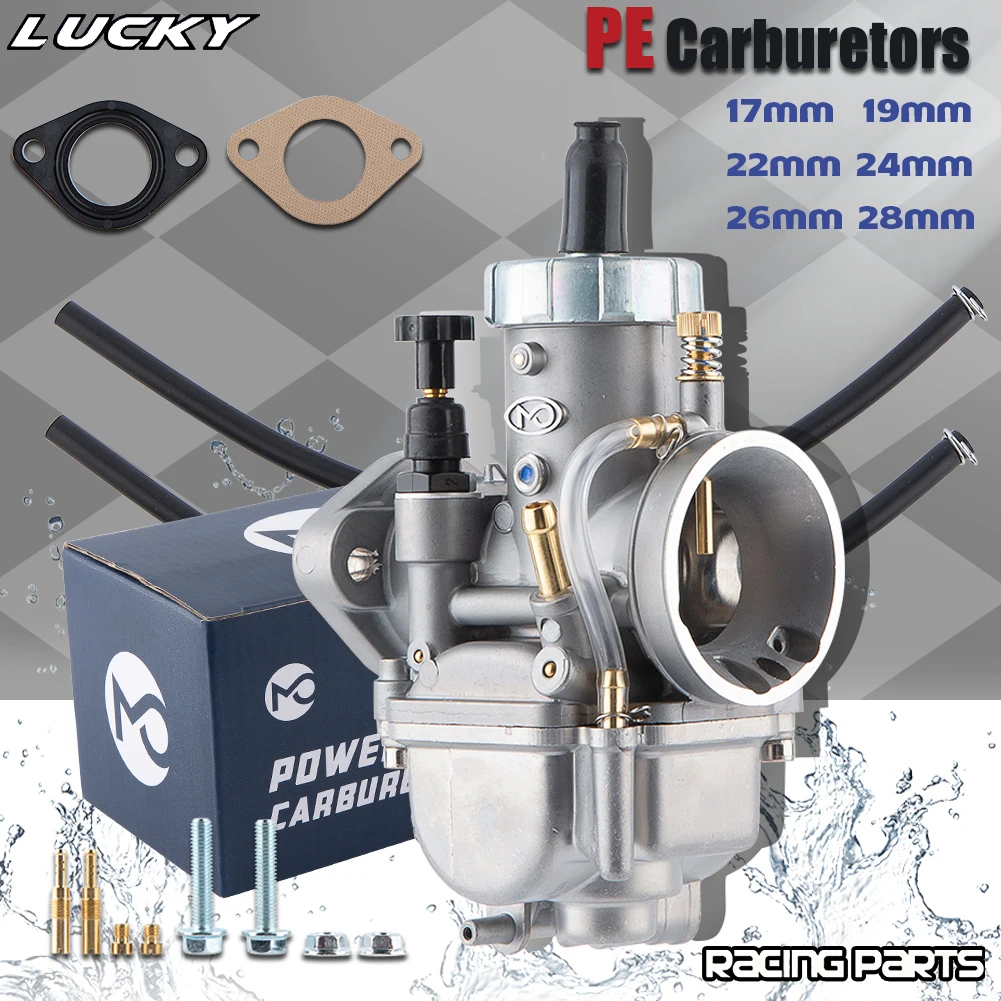 

2T 4T Carburetor PE17 19 22 24 26 28mm Flange Motorcycle Engine PE Carburetor With Jets For YAMAH KAWASAK Dirt Bike