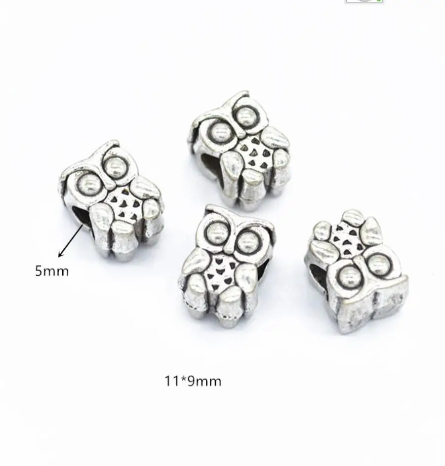 5pcs 11*9mm Hole 5MM Owl Bead Spacer Bead Charms For Diy Beaded Bracelets Jewelry Handmade Making F0868