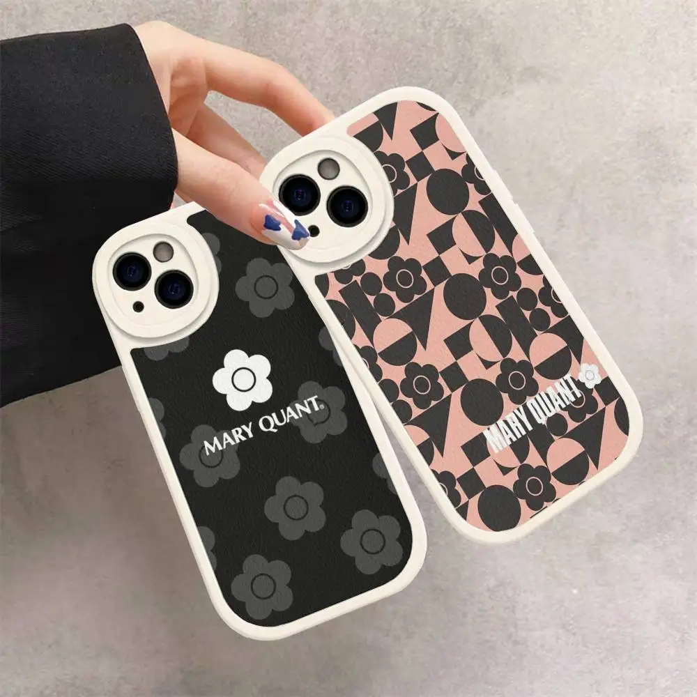 

Fashion M-Mary Q-Quant Phone Case For IPhone 16 15 14 13 Pro Max 11 12 Plus Leather Silicone Cover