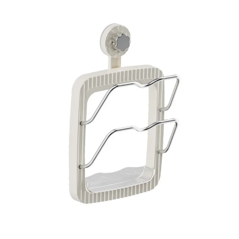 Suction cup pot lid holder placer free wall-mounted kitchen shelf multifunctional chopping board rack double draining