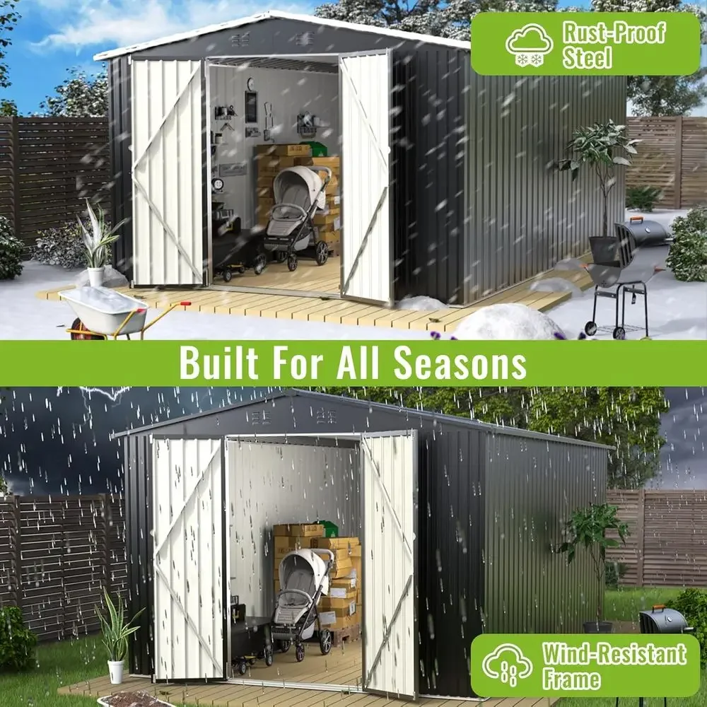 Durable Metal Outdoor Storage Shed - Lockable, Waterproof for Tools, Equipment, Ideal for Garden, Patio, Lawn view 5