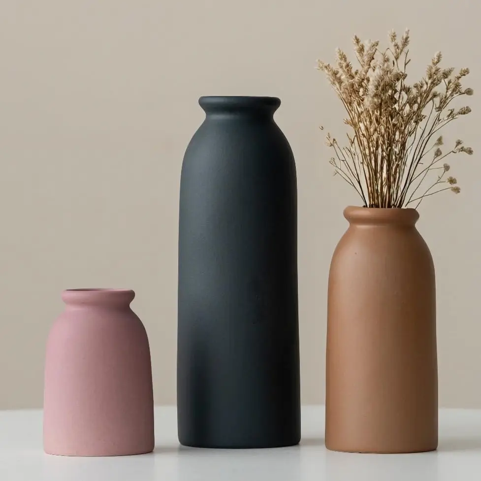 

Набор керамических ваз (3 шт.), маленькие вазы для декора, в современном стиле бохо-фармхаус, декоративные вазы для пампасной травы и сухоцветов