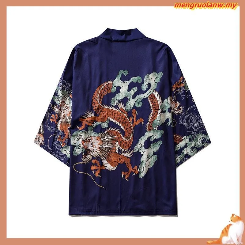 ساكورا الزهور طباعة يوكاتا الرجال النساء سترة الموضة بلوزة Haori Obi الملابس الآسيوية Harajuku اليابانية تأثيري كيمونو #4