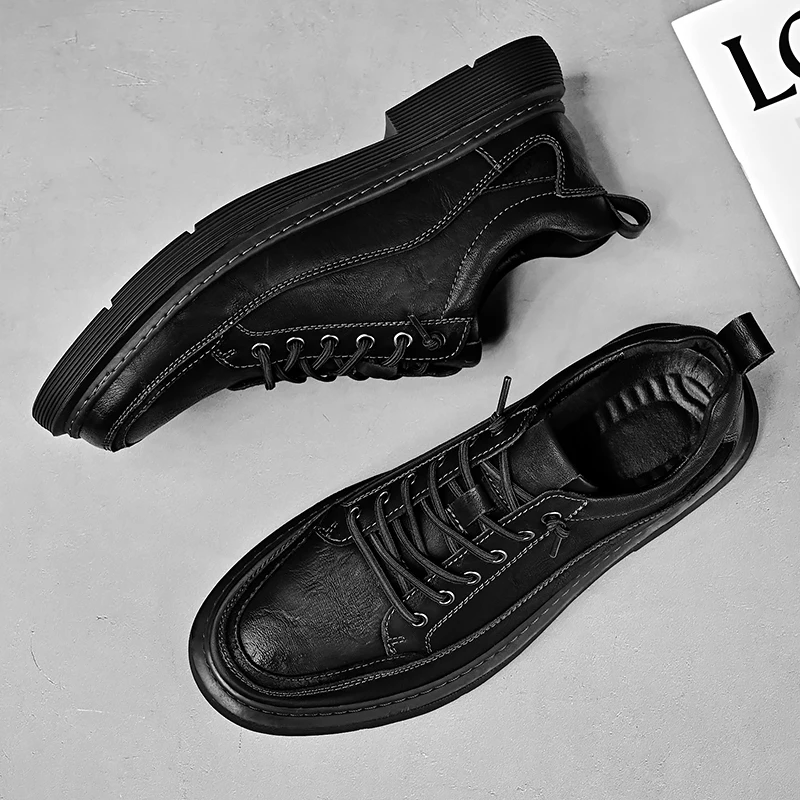 Classic Men\'s Genuine Leather Shoes Business Fashion Casual Shoes Office Banquet Dress Shoes Men\'s Outdoor Retro Hiking Shoes