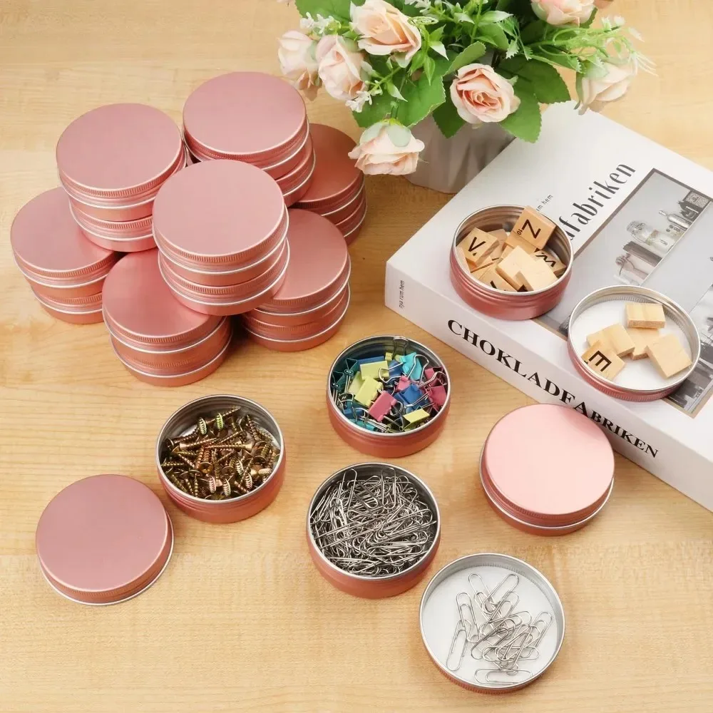 50PCS Frosted Aluminum Split Metal Jar 5-100g Double Side Cosmetic Thread Storage Container for Travel Makeup Case Kit
