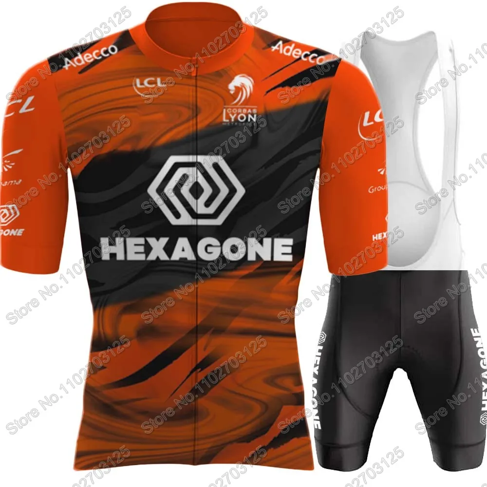 2024 Hexagone Cycling Team Cycling Jersey Set France Cycling Clothing Bicycle Shirt Road Bike Suit MTB Ropa Maillot