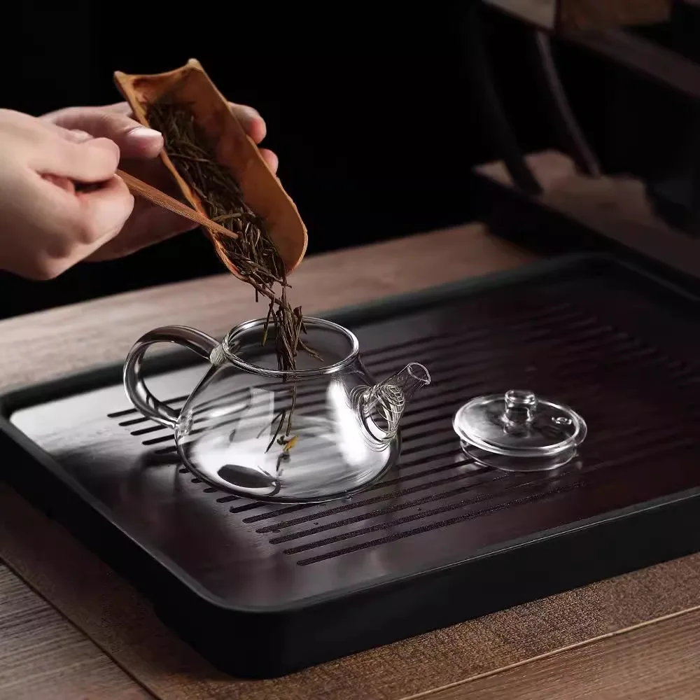 إبريق شاي زجاجي صغير مقاوم للحرارة مع فلتر تخمير شاي بالأعشاب المزهرة غلاية شاي الكونغ فو المنزلية براد شاي