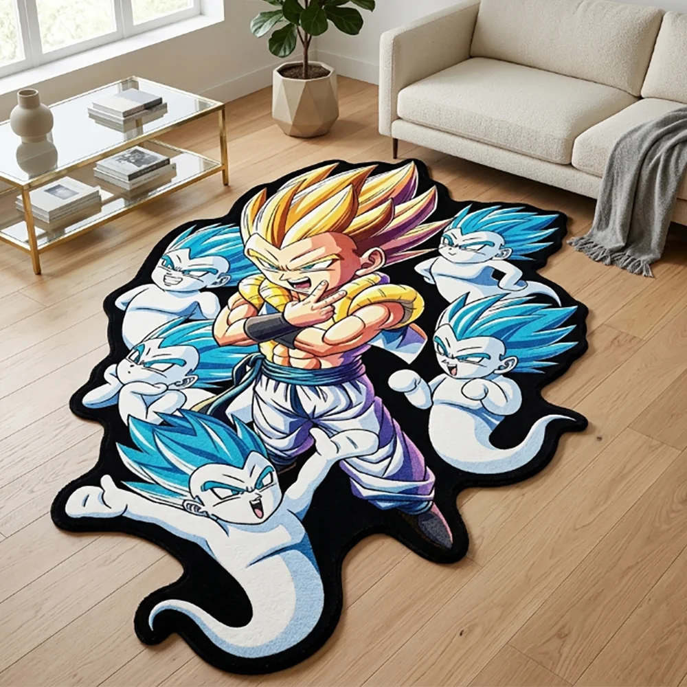 Alfombra con Forma de Equipo Fantasma Super Gotenks, Alfombra Suave con Estampado de Personajes de DBZ Fusion, Tapete Kawaii para Dormitorio de Adolescentes