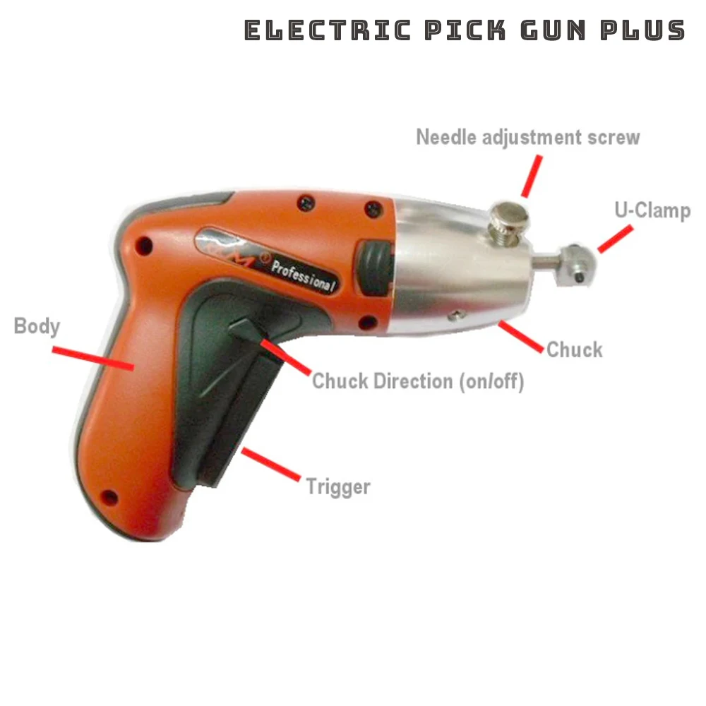 KLOM-Electric Pick Gun Plus with Carry Case, Professional Locksmiths Unlocking Locks, Including Cross and Dimple Cylinders