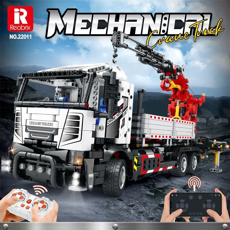 

Reobrix22011 Mechanical Power Engineering Vehicular Crane Remote Control Building Block Assembly Toy