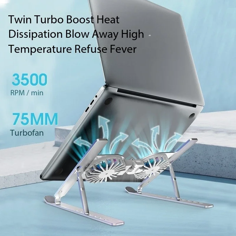 Adjustable Foldable Bracket Made of Aluminum Alloy Cooling Laptop Air-cooled Height Metal Storage Fan Silent Cooling Bracket