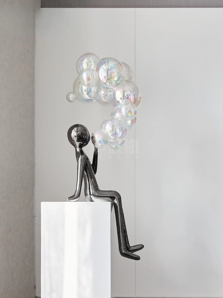 Bubble Blowing Figure Decoration Hotel Lobby Large Shopping Mall Decoration Floor Abstract Sculpture Artwork Device