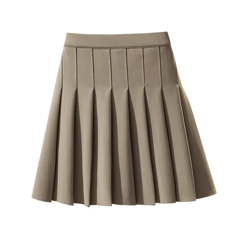 Solid Color Pleated Skirts Women Fashion High Waist Preppy Style Mini Skirt Womens Korean Chic Street A-line Skirt XXL