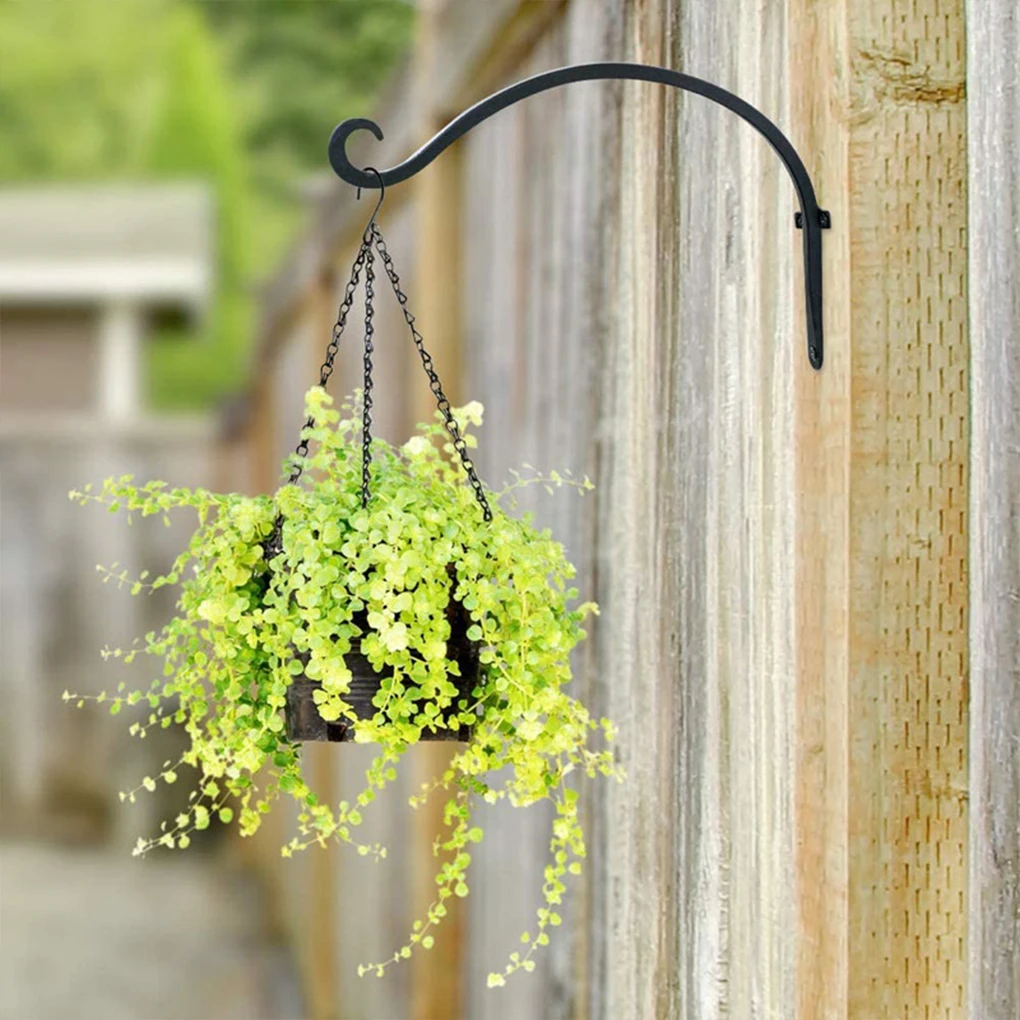 2pcs Hanging Basket Brackets Metal Strong Outdoor Wall Garden Hook Decoration Plant Cages Support Garden Supplies