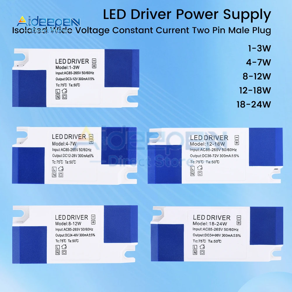 AC85-265V LED Driver 3W 5W 7W 9W 10W 12W 15W 18W 20W 24W Power Supply Downlight Lighting Transformers Adapter For LED Lights DIY