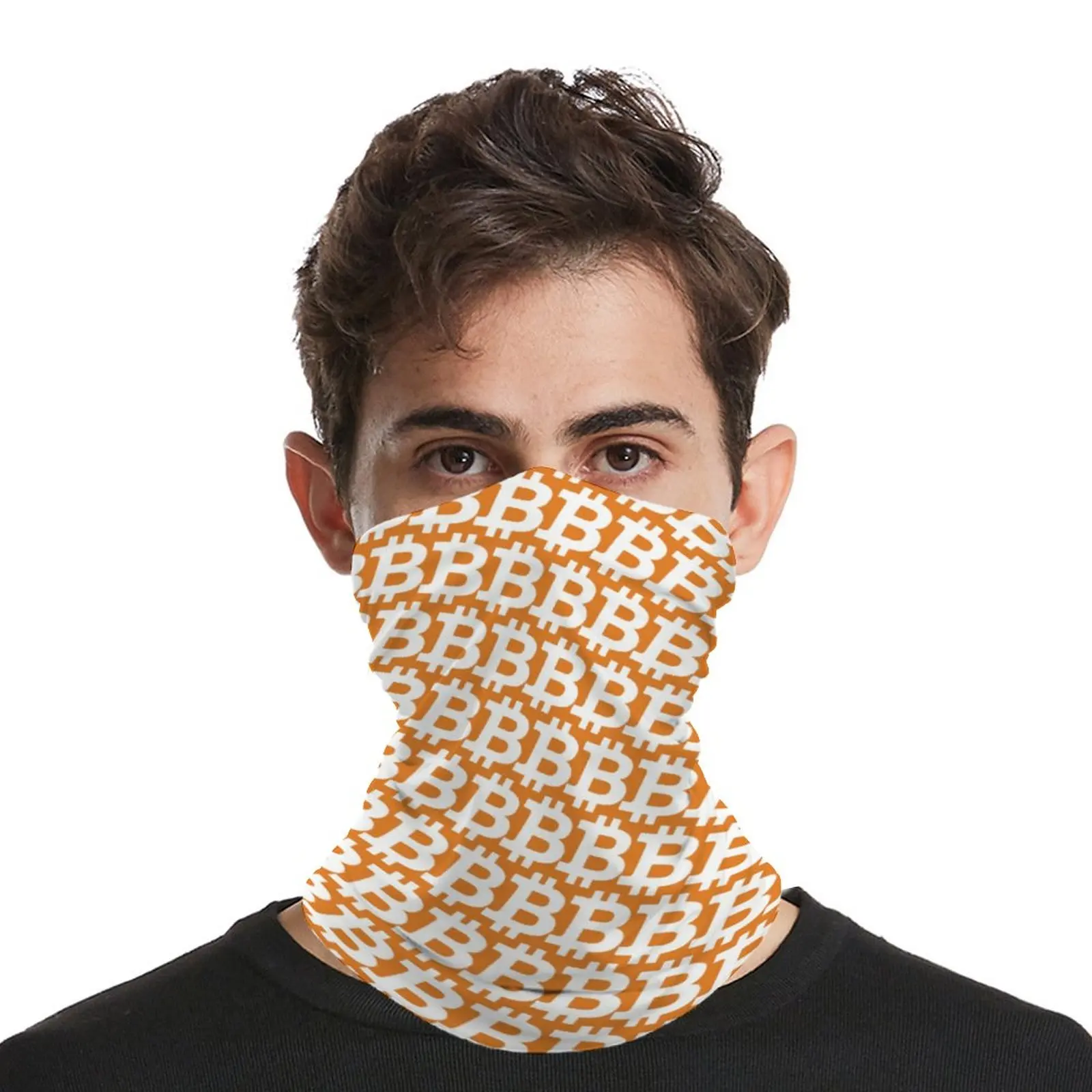 Bitcoin Logo Bandana Cryptocurrency Print Sunscreen Fishing Neck Tube Vintage Seamless Mask