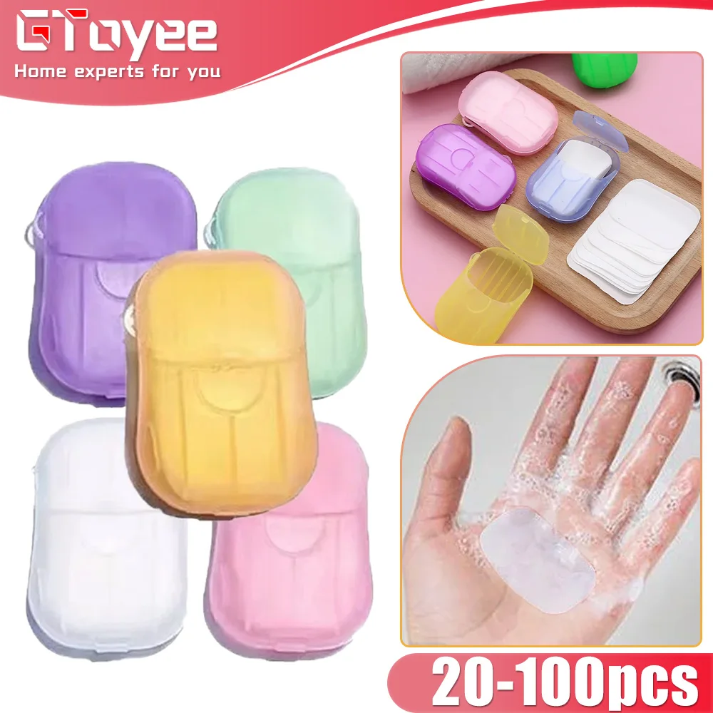 

20/100PCS Travel Soap Paper Disposable Soap Paper Handwashing Cleaning Scent Slice Paper Mini Soap Bathroom Accessories