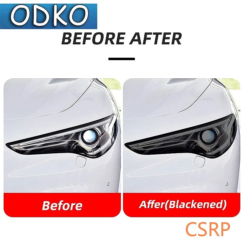 Car Headlight Protective Film Front Light Transparent Smoked Black TPU Sticker For Alfa Romeo Stelvio 949 2017-On 2020 2021 2022