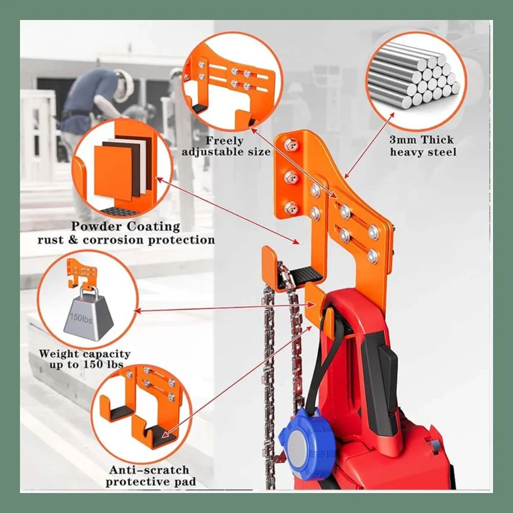 

Сверхмощное регулируемое настенное крепление для бензопилы с защитными губчатыми накладками, противоскользящие крючки, сверхмощное настенное крепление для гаража