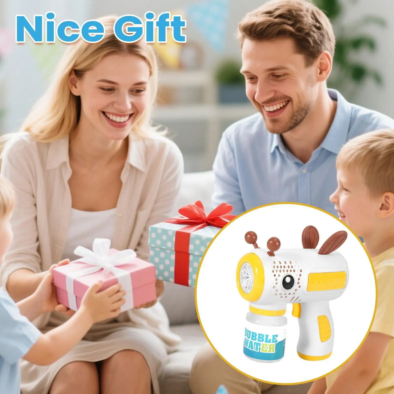 Seifenblasenmaschine, Cartoon-Bienen-Design, Sommerspielzeug, automatisches Seifenblasenspielzeug für Party, Geburtstag, Hochzeit, Halloween, Spielen im Freien, Hinterhof